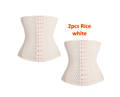 Women Hollow Tibial Belt Body-sculpting Hollow-out Round-hole Breathable Rubber Corset Post-natal Tummy Tucking Exercise Belt